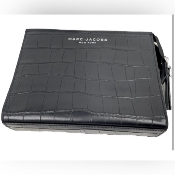 Marc Jacobs Grind Croc-Embossed Leather Cosmetics Bag Black - Picture 5 of 5